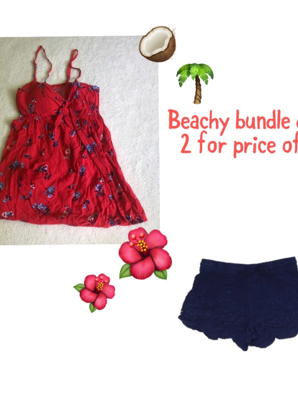 Beachy Bogo outfit deal! Bundle lot y2k floral coconut girl cami shorts bow